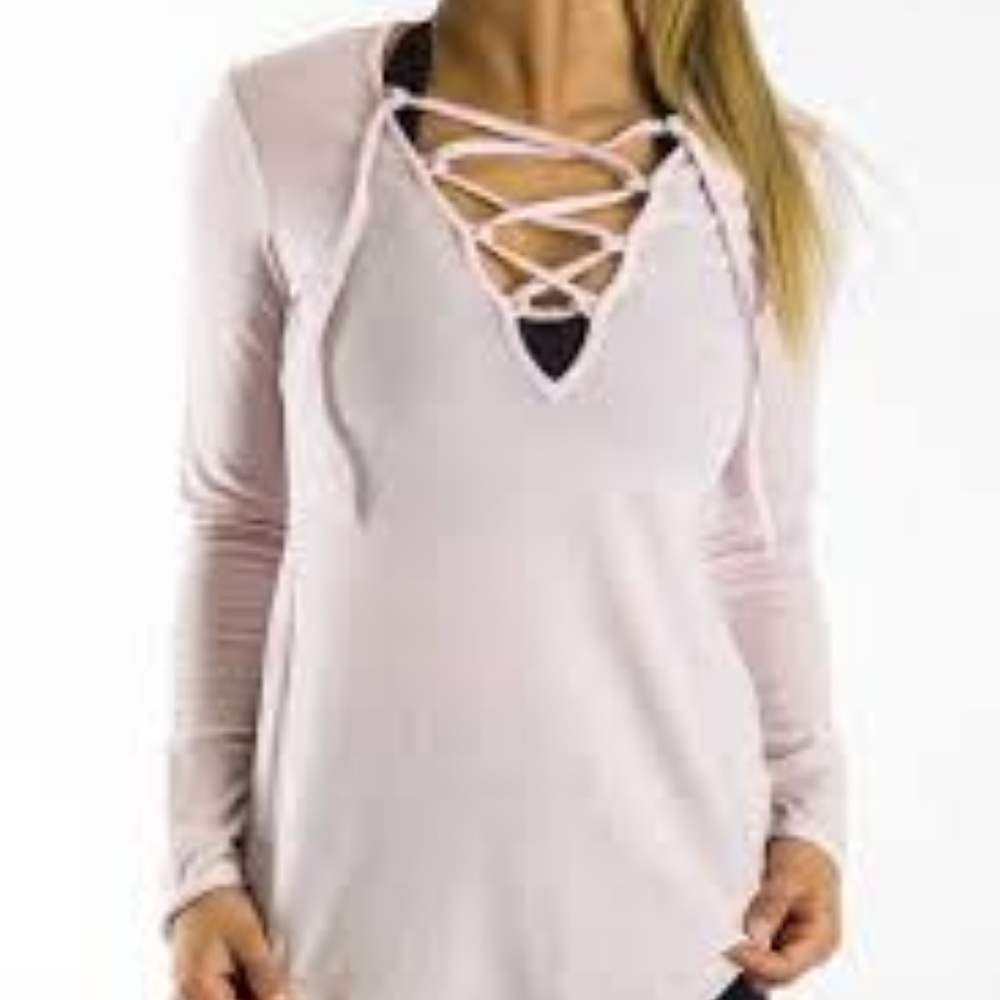 Vie Active Felicia Tie-Up long sleeve Top Blush